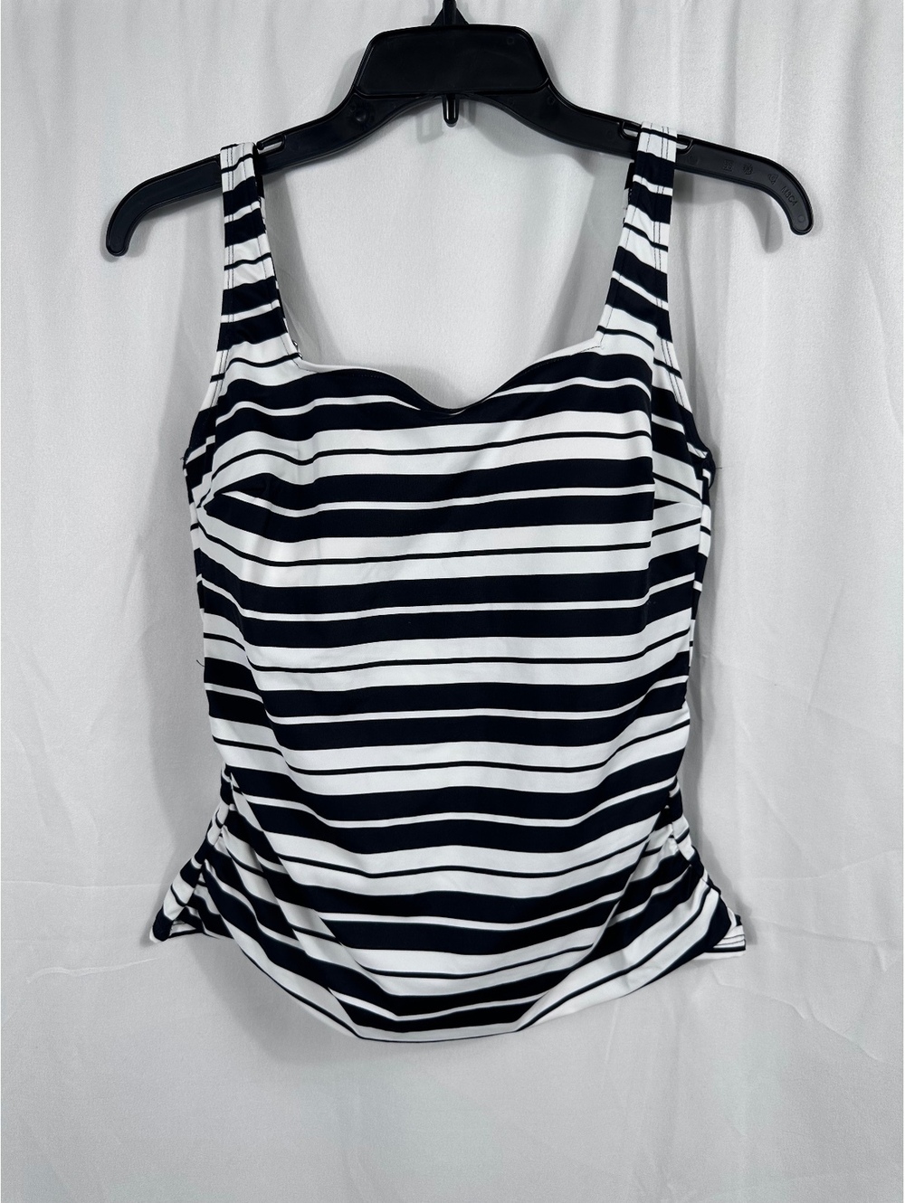 Swim Solutions Black and White Striped Tankini Top Size 10